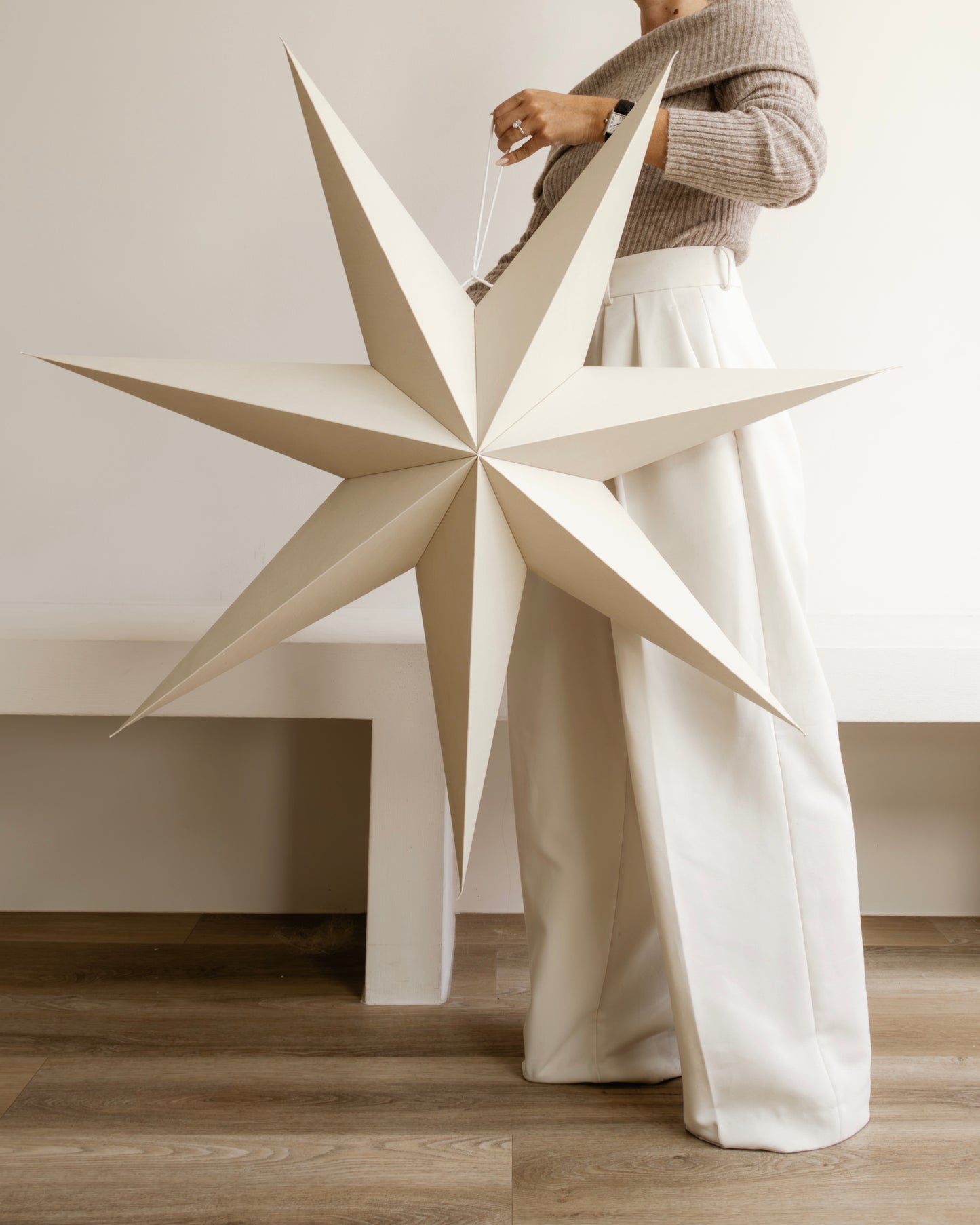 xxl Kerstster papier licht beige 100 cm