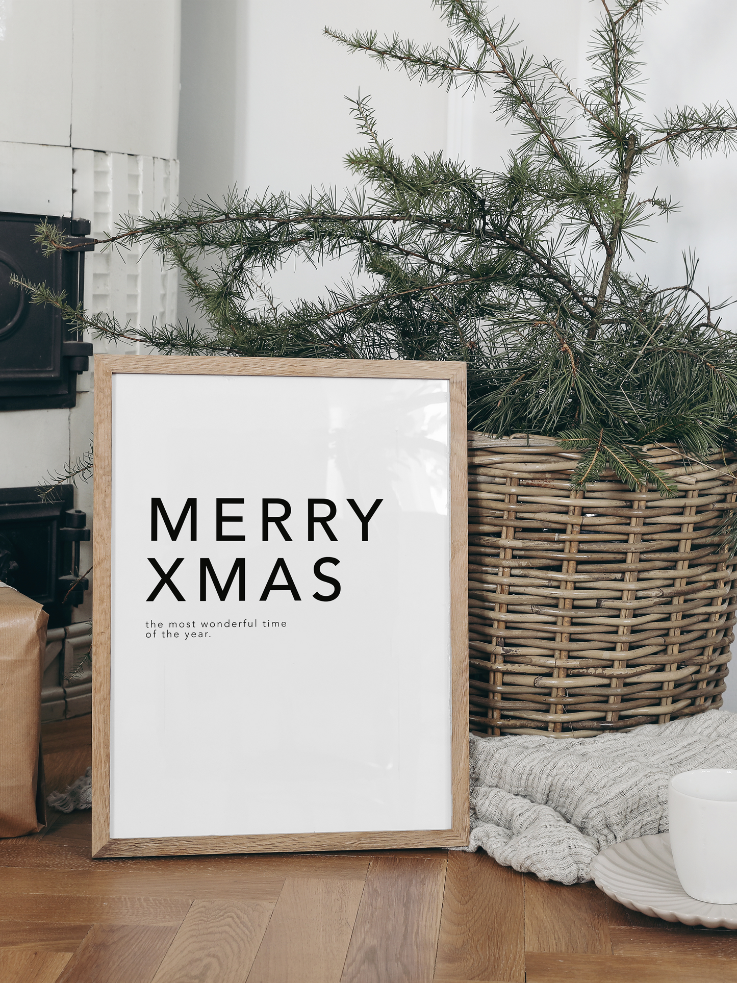 huisje van sanne zwart witte kerst poster met tekst