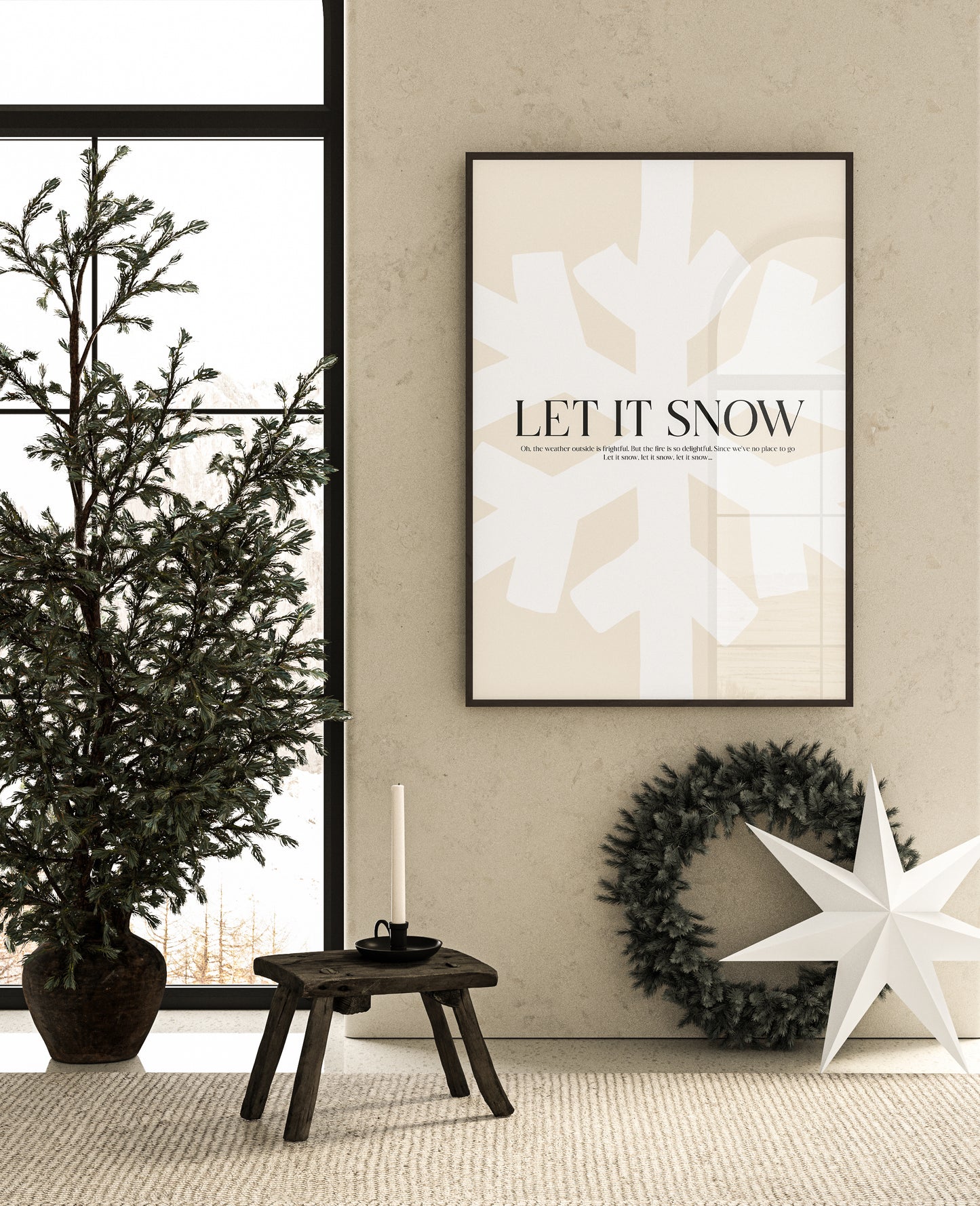huisje van sanne japandi x xmas kerst poster let it snow