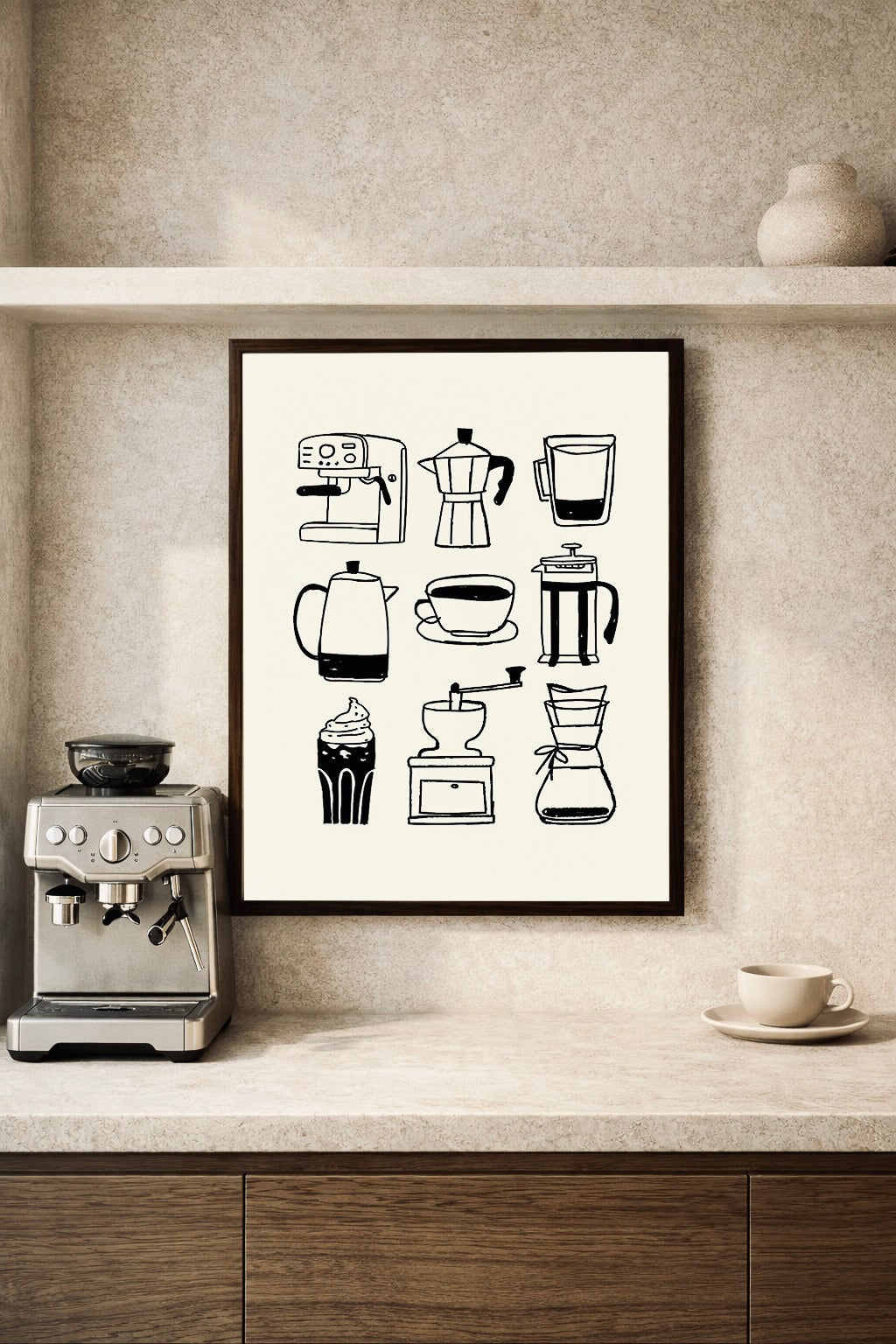 coffee poster chalk beige with black for coffee corner koffie tekeningen