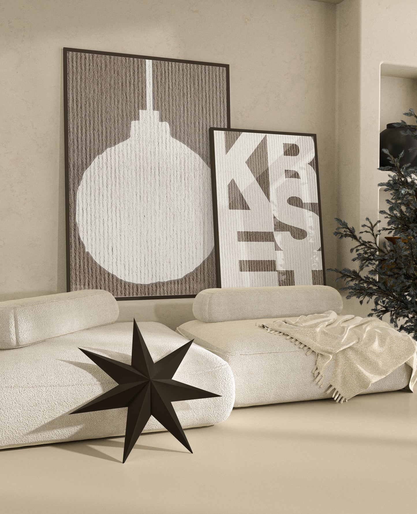 huisje van sanne seasonal textures kerst poster collectie kerst poster voor modern japandi interieur