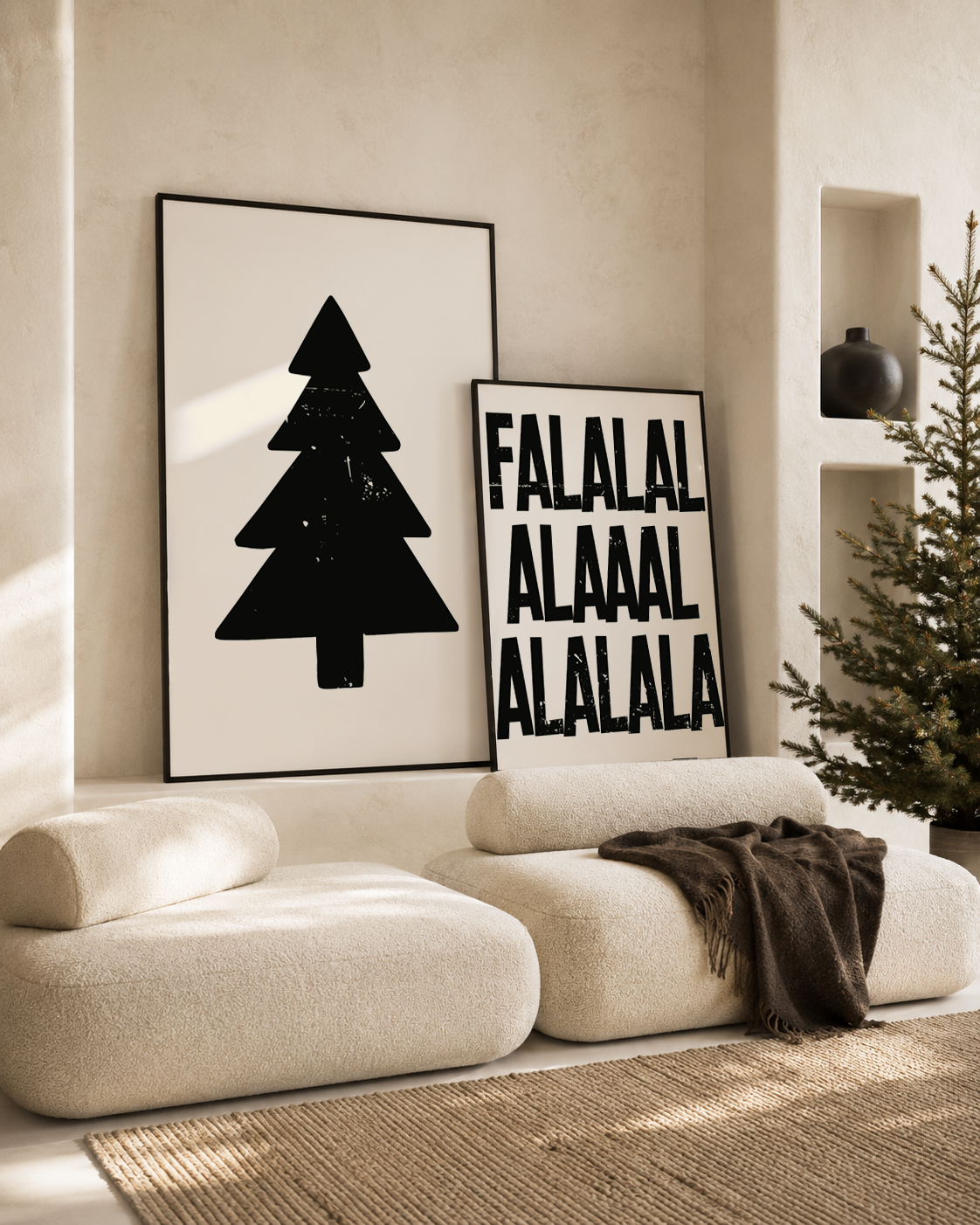 falalalalaaa kerst POSTER licht beige zwart
