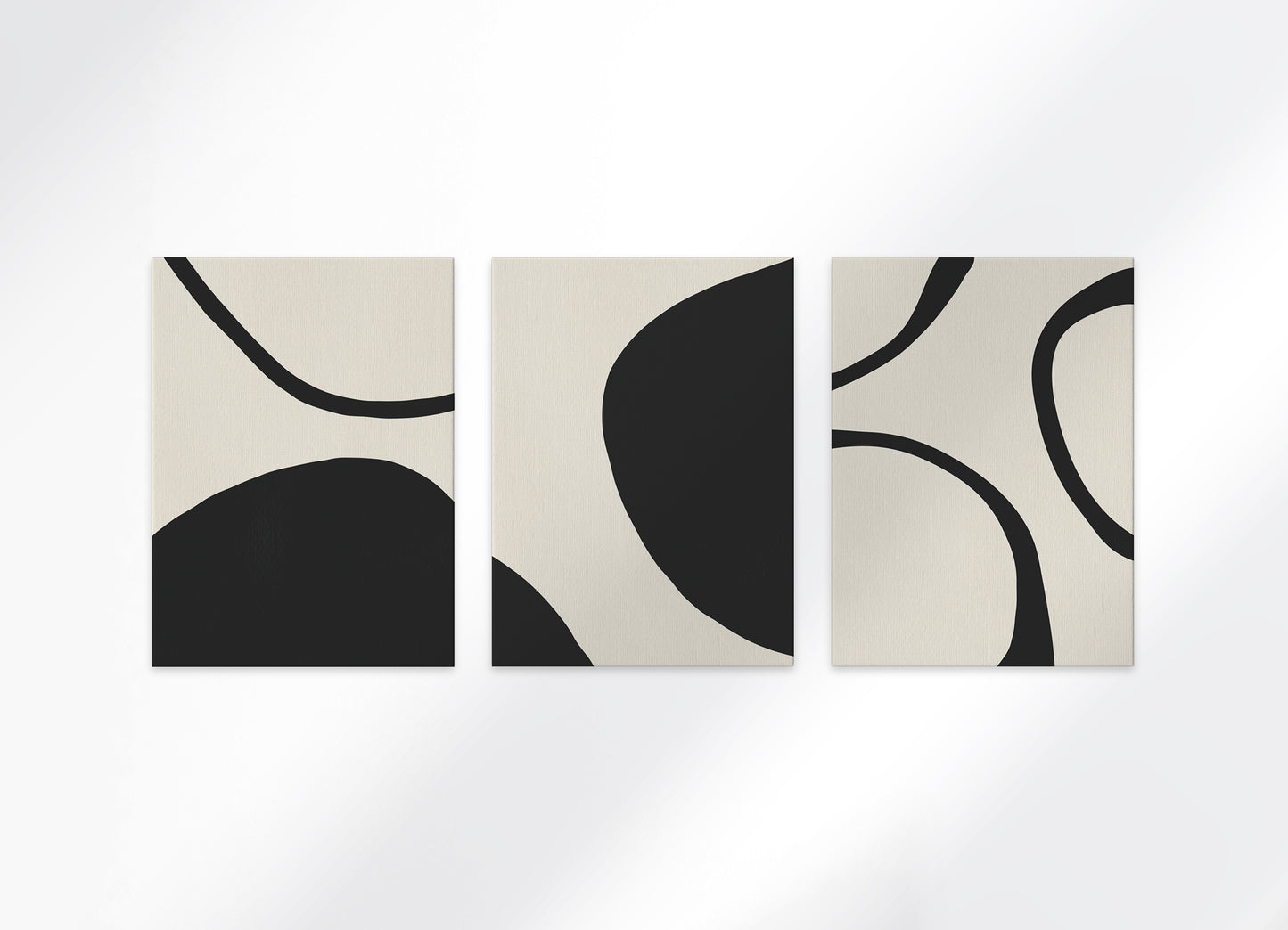 huisje van sanne abstract art canvas print beige met zwarte en witte geometrische vormen