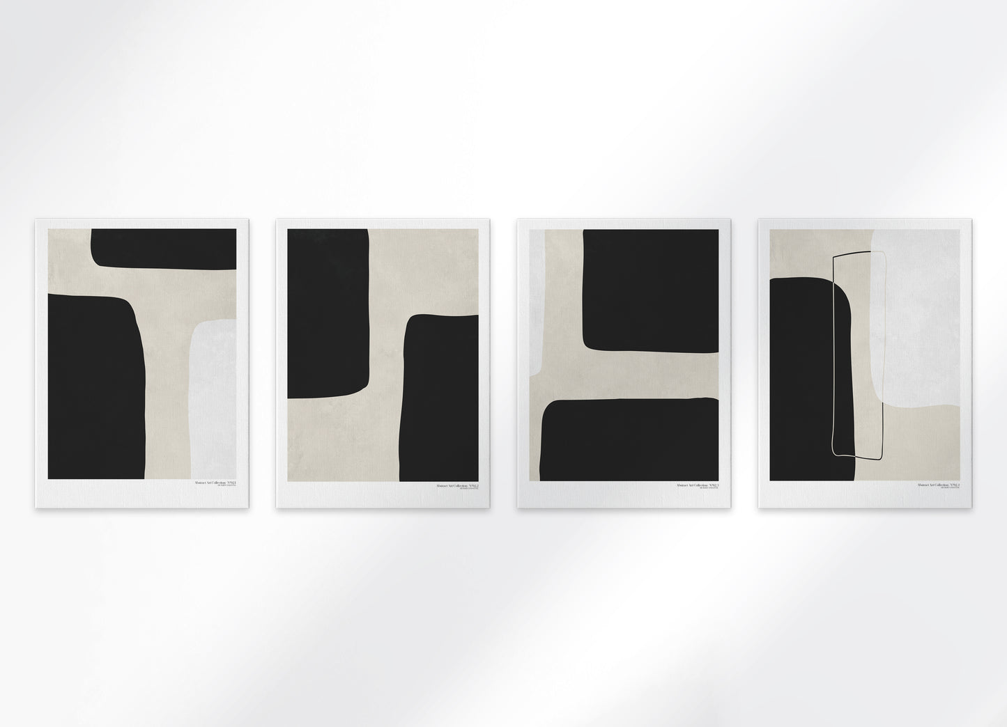 huisje van sanne abstract art canvas print beige met zwarte en witte geometrische vormen