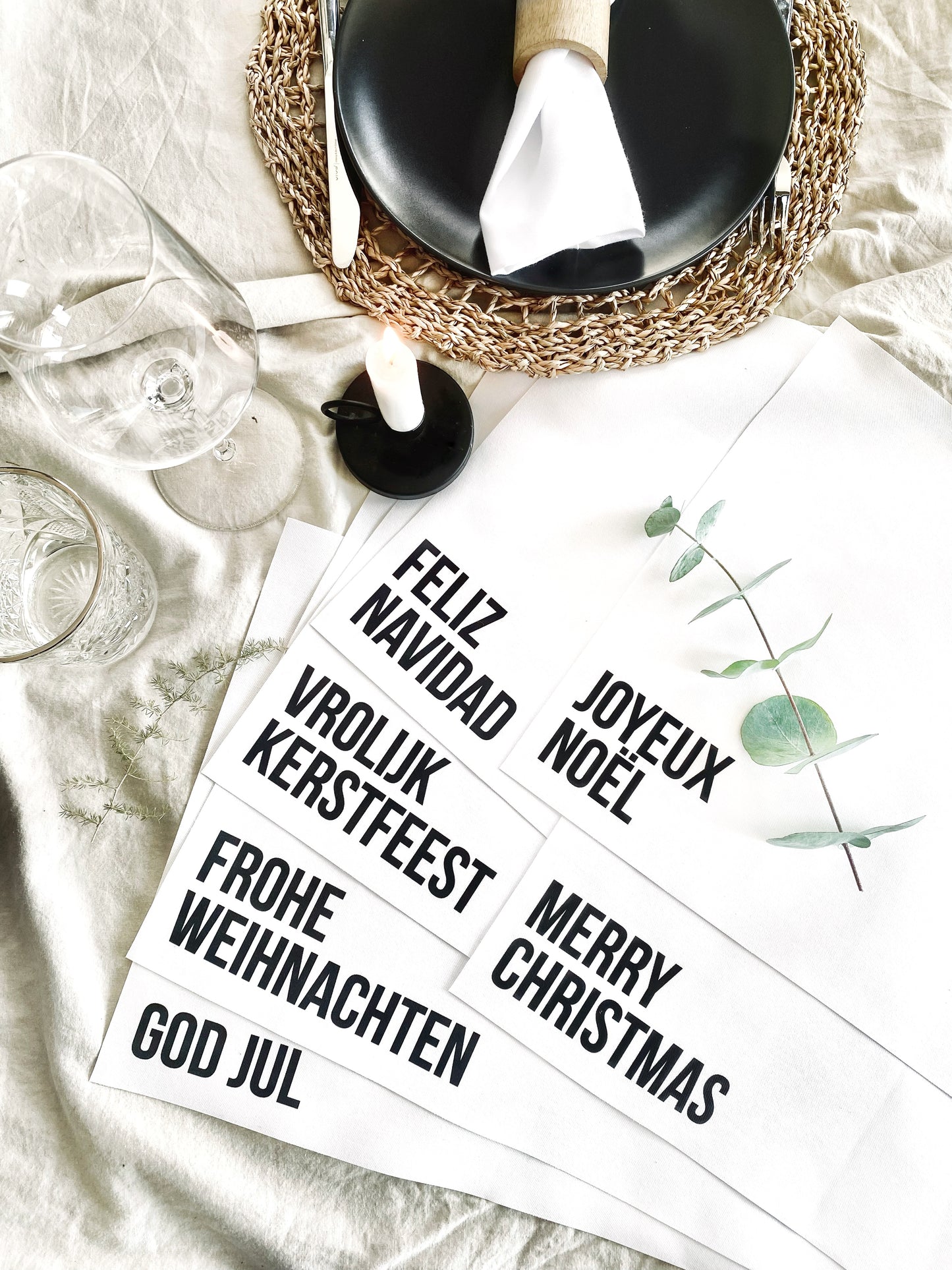 Weihnachts-Tischsets aus Stoff (6er-Set)