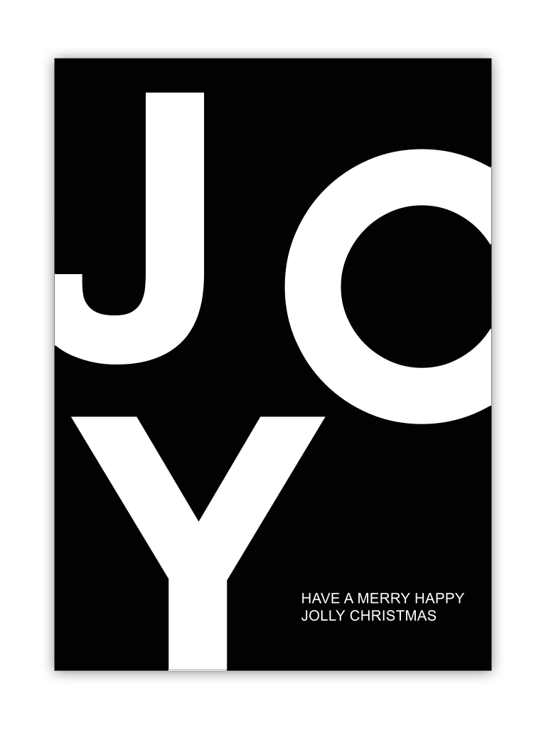huisje van sanne kerst poster zwart wit met tekst joy