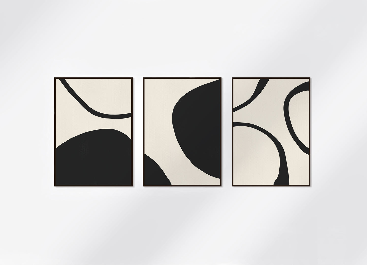 huisje van sanne abstract art poster met geometrische beige, zwart en witte vormen