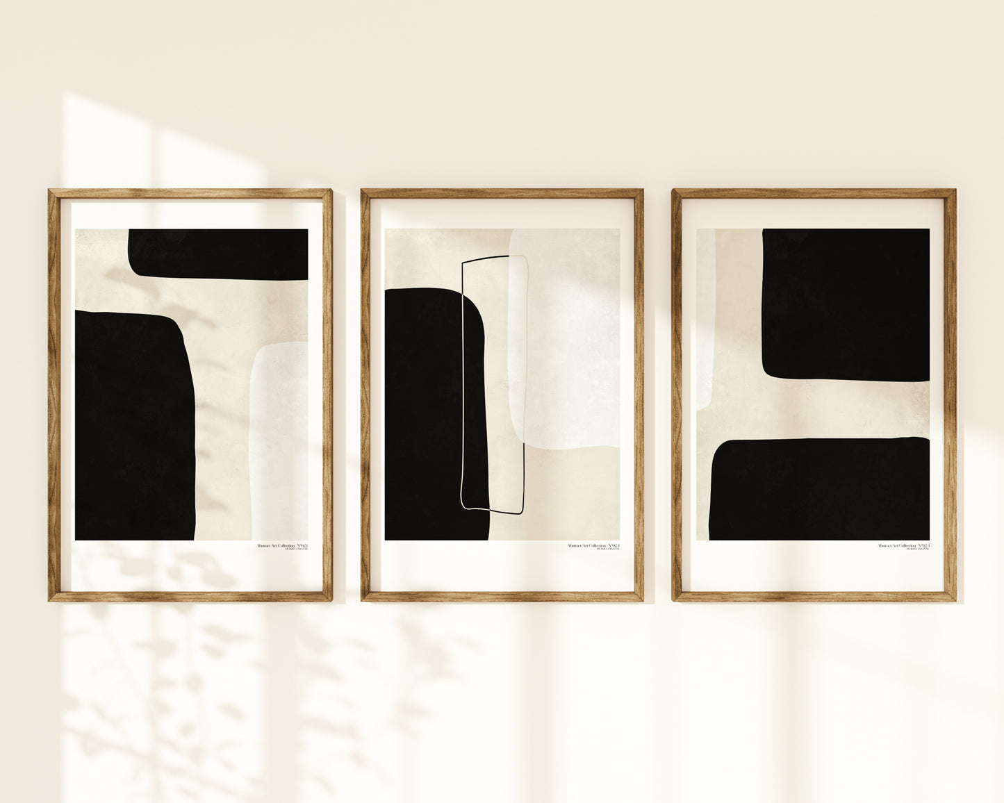 huisje van sanne abstract art poster met geometrische beige, zwart en witte vormen