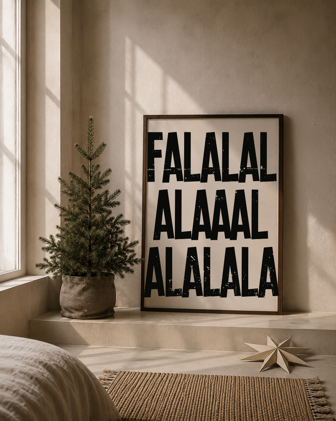 falalalalaaa kerst POSTER licht beige zwart