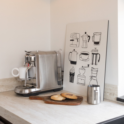 coffee poster chalk beige with black for coffee corner koffie tekeningen