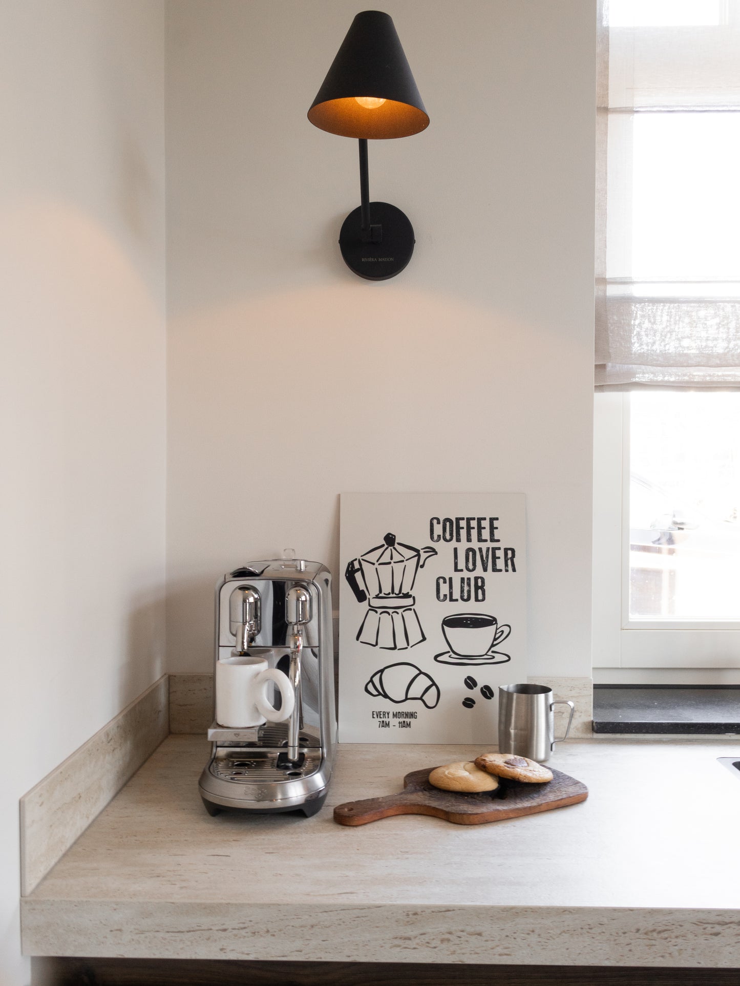 coffee poster chalk beige with black for coffee club lover