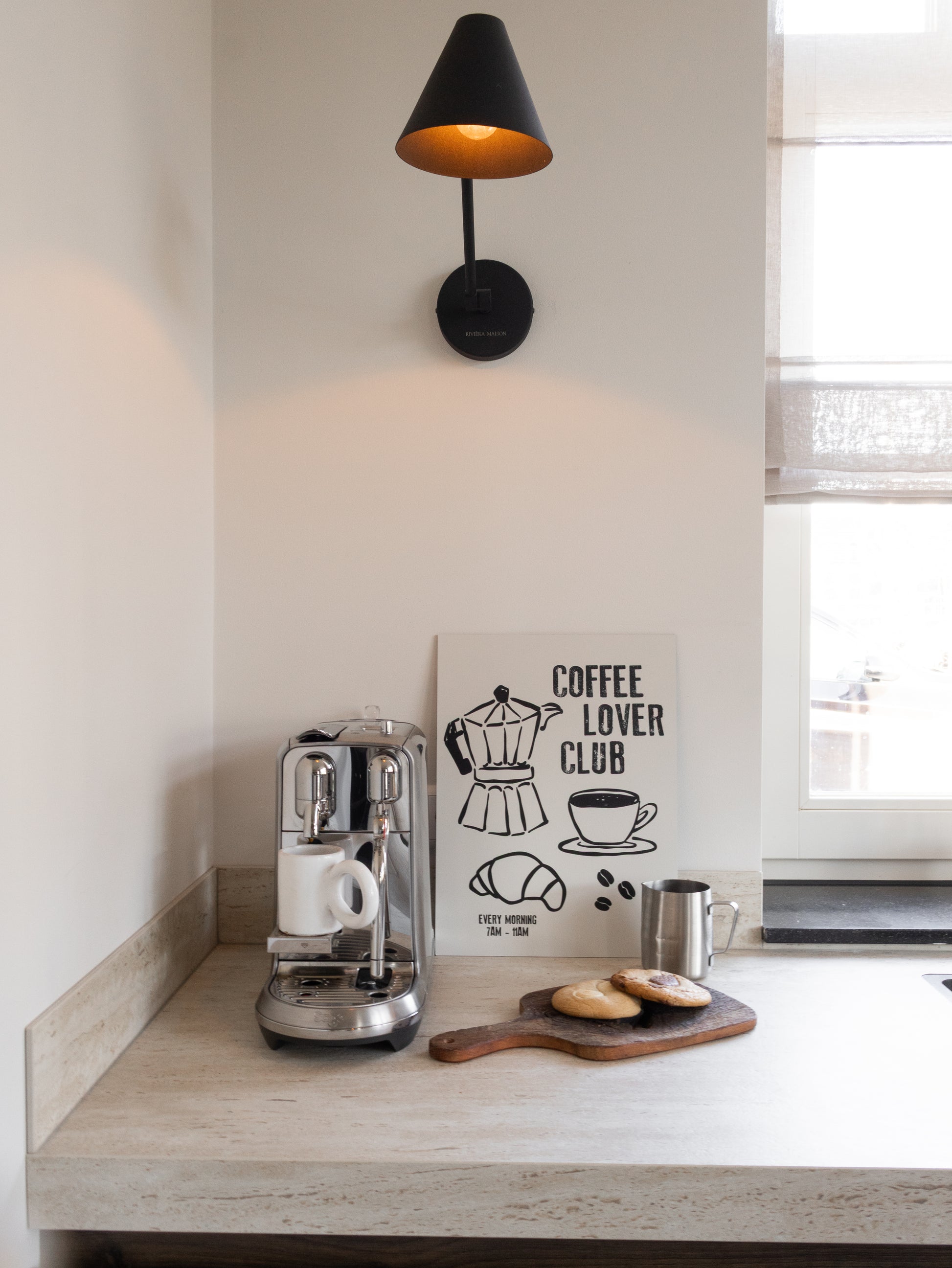 coffee poster chalk beige with black for coffee club lover