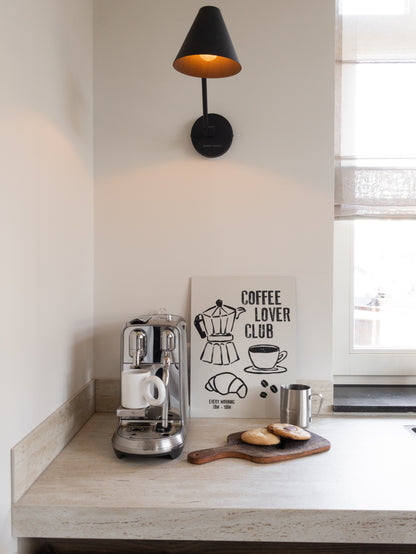 coffee poster chalk beige with black for coffee club lover