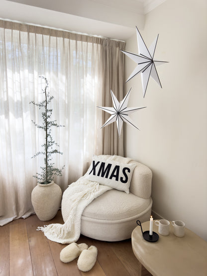 CHRISTMAS STAR - WHITE & BLACK - 7 POINTS - 60 CM
