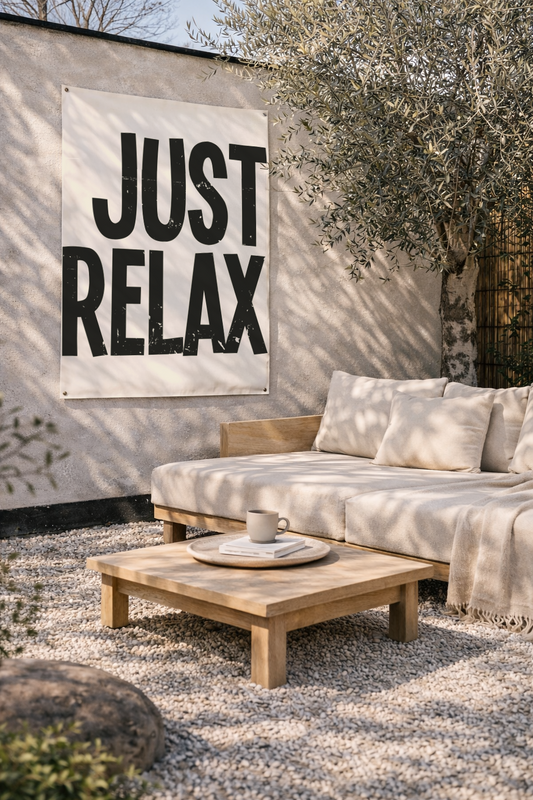 tuinposter just relax uv en waterbestendig