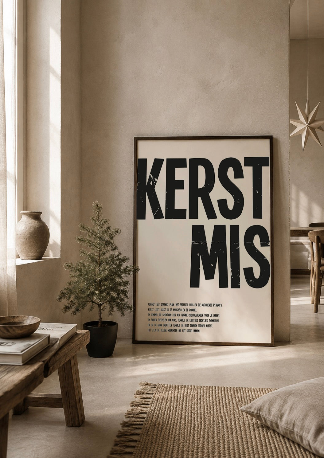 kerstmis poster kerst beige zwart