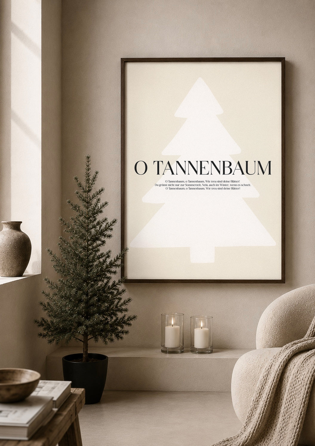 huisje van sanne japandi x xmas kerst poster o tannenbaum