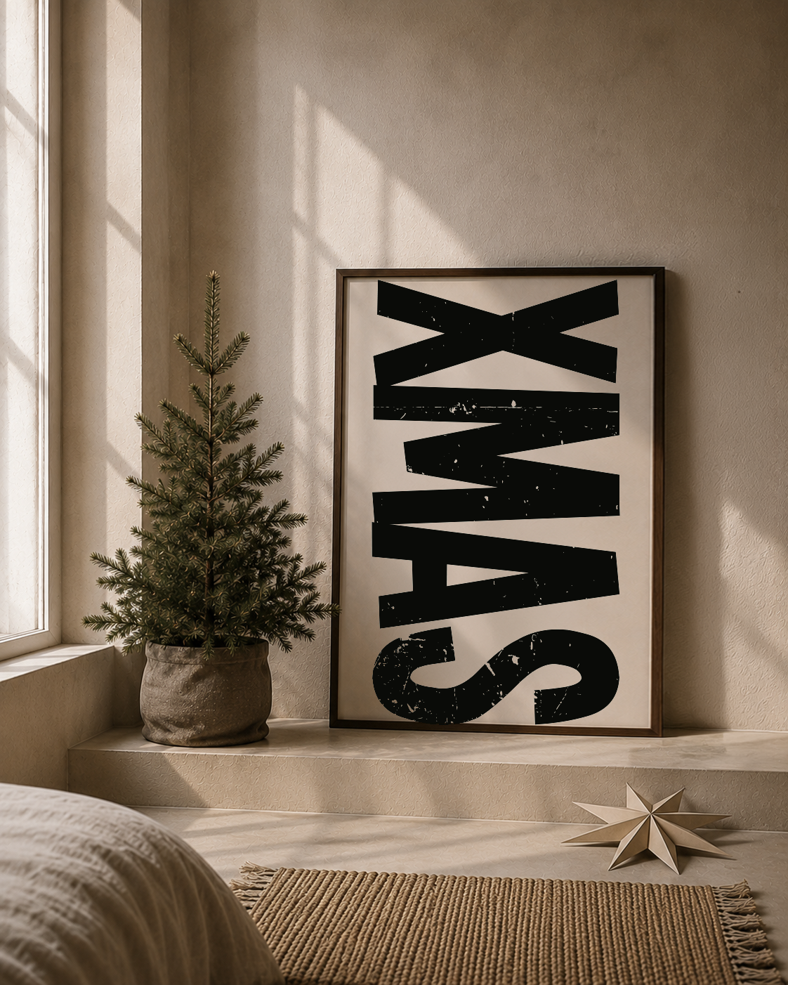 XMAS kerst POSTER licht beige zwart