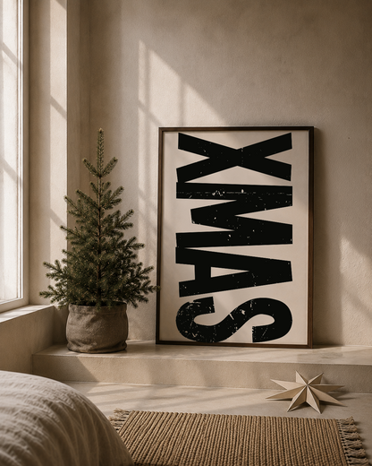 XMAS kerst POSTER licht beige zwart