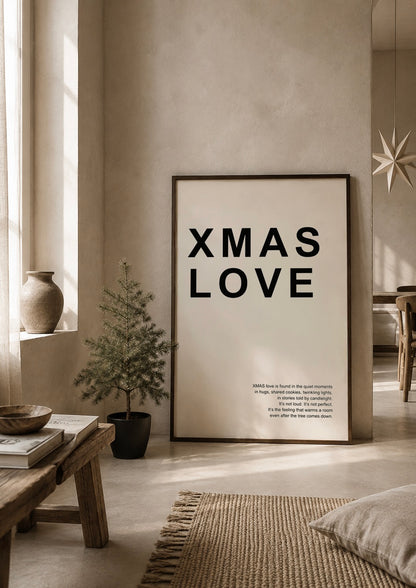 Xmas love kerst poster beige zwart
