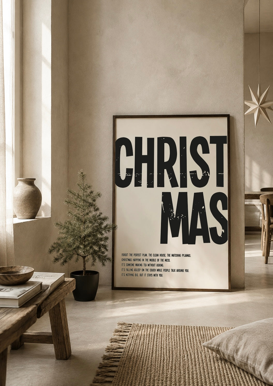 christmas kerst poster beige zwart