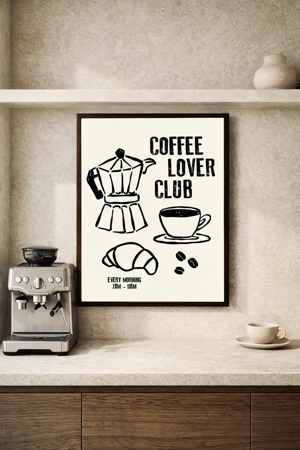 coffee poster chalk beige with black for coffee club lover