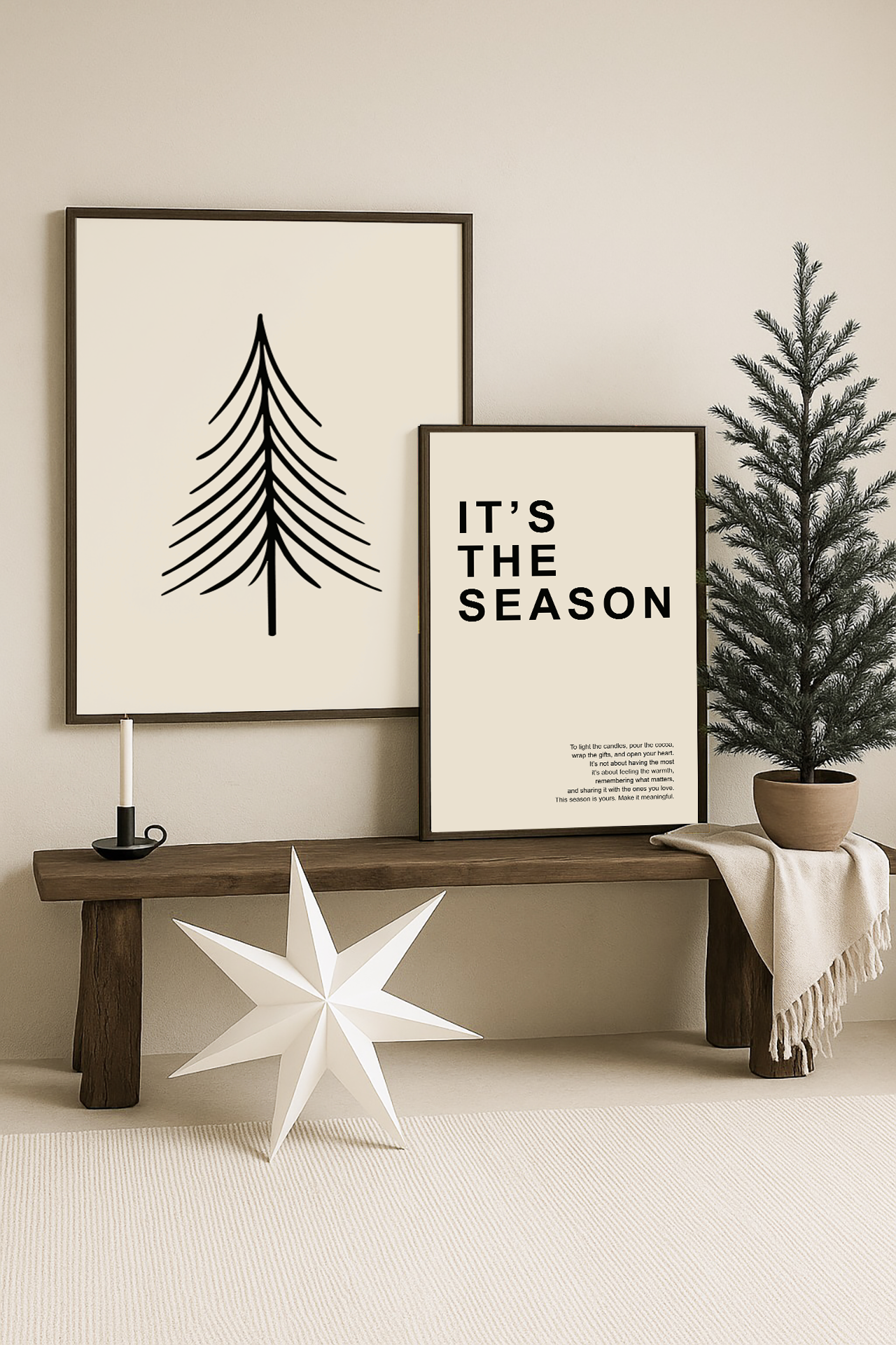 kerst poster poster beige met zwarte letters its the season