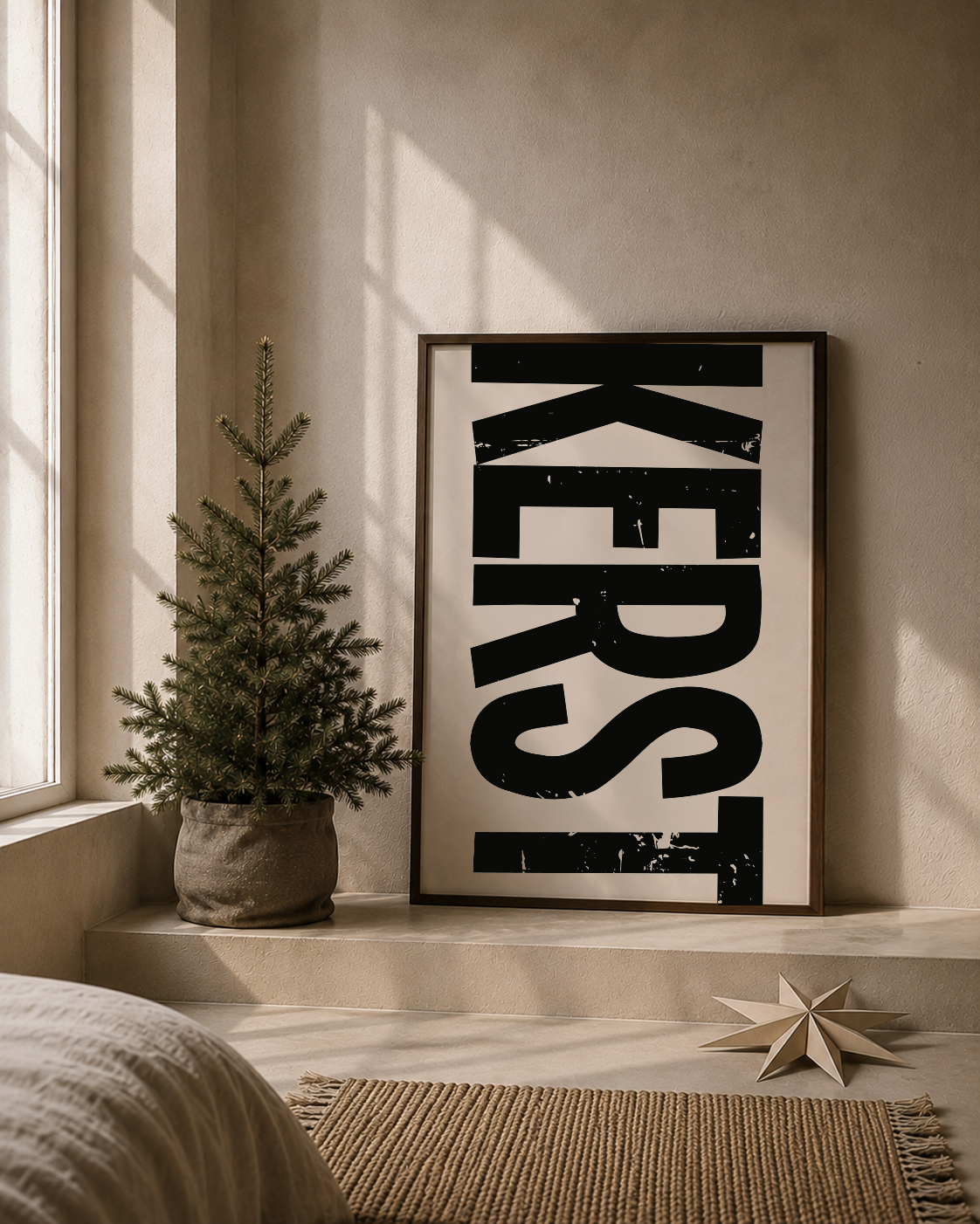 KERST kerst POSTER licht beige zwart