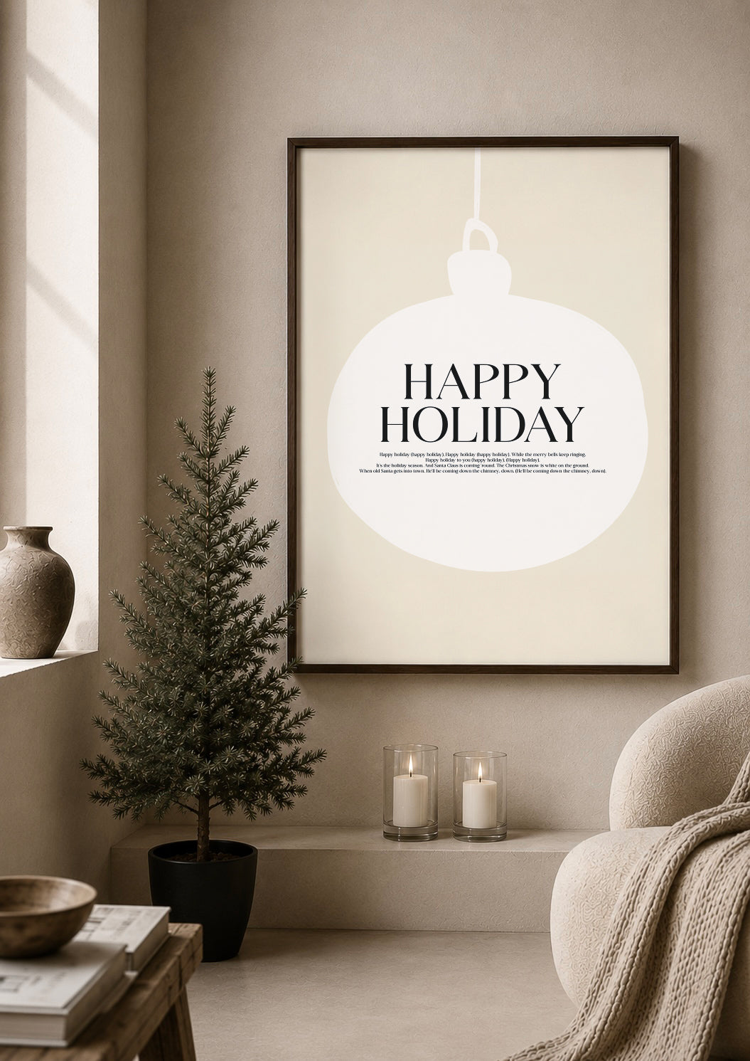 happy holiday kerstbal kerst poster
