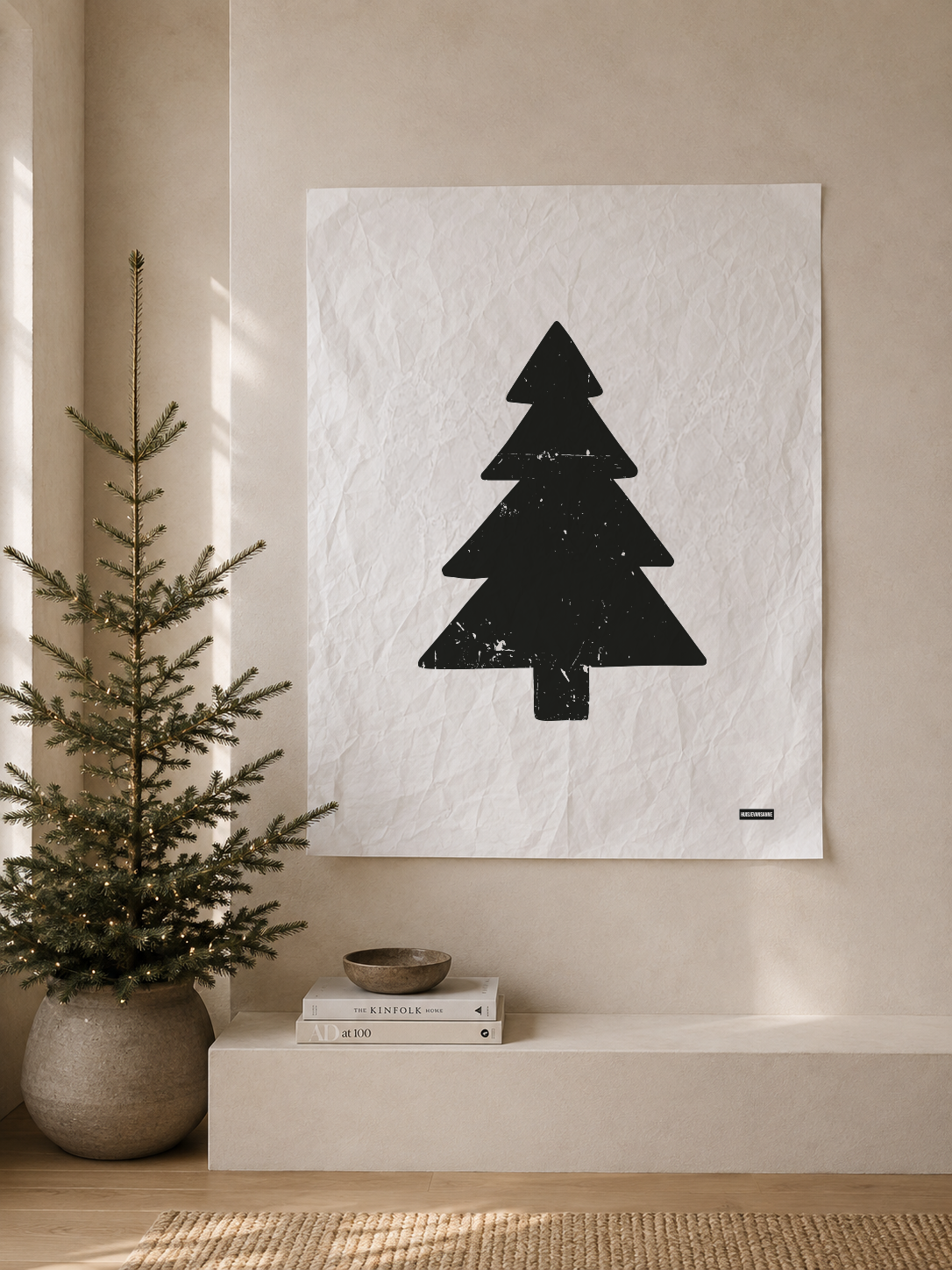 KERSTBOOM CANVAS DOEK wit