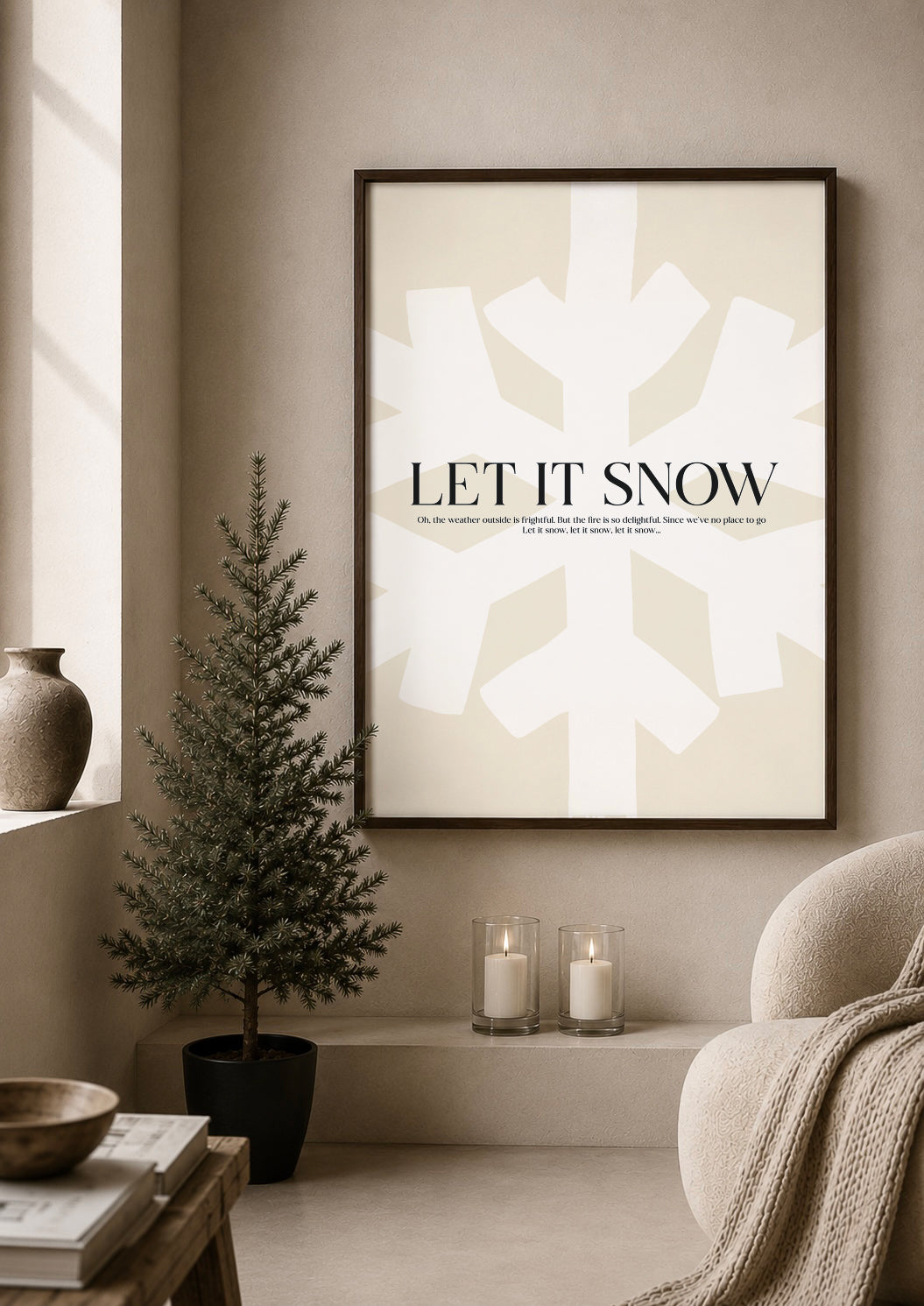huisje van sanne japandi x xmas kerst poster let it snow