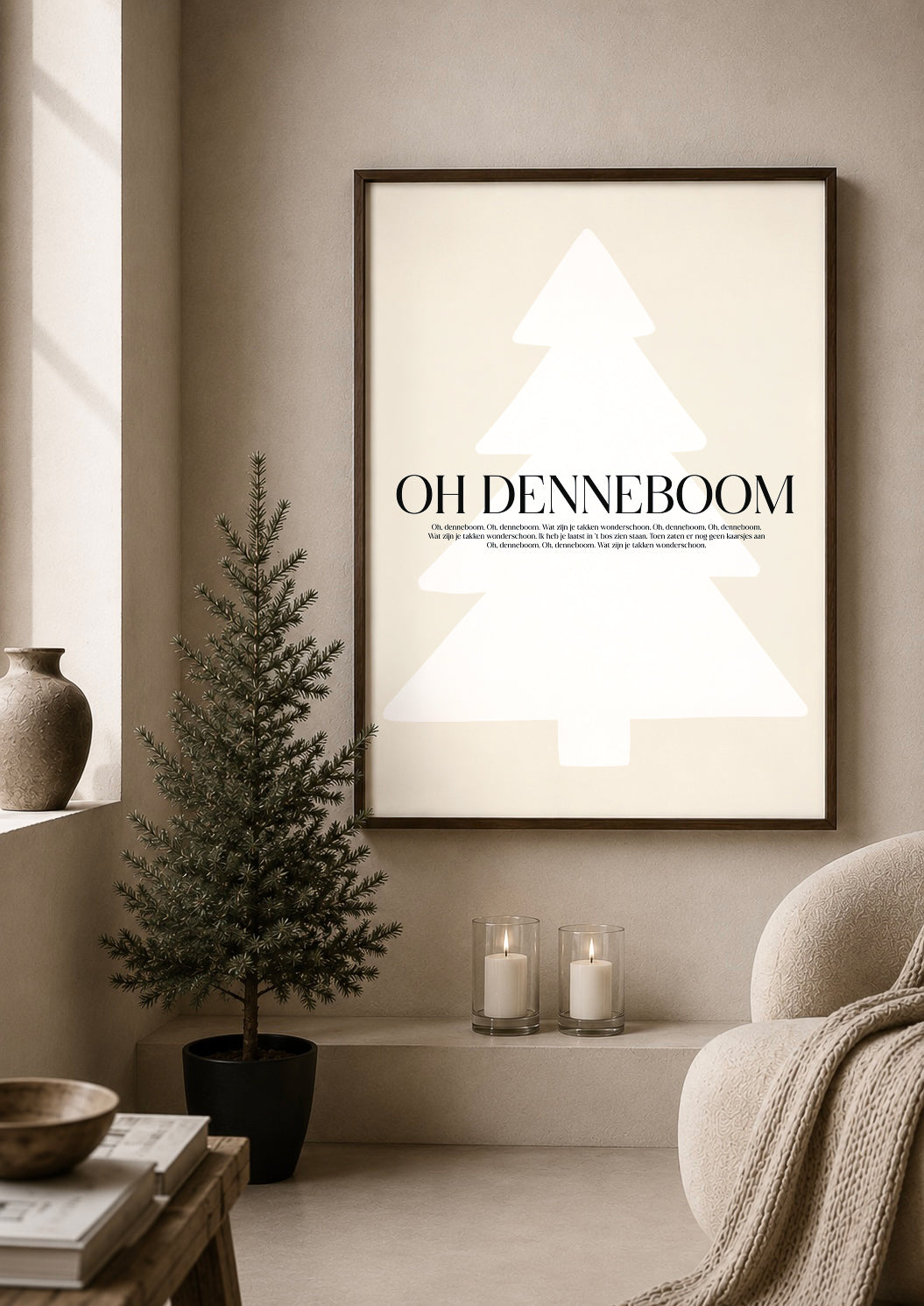 huisje van sanne japandi x xmas kerst poster oh denneboom