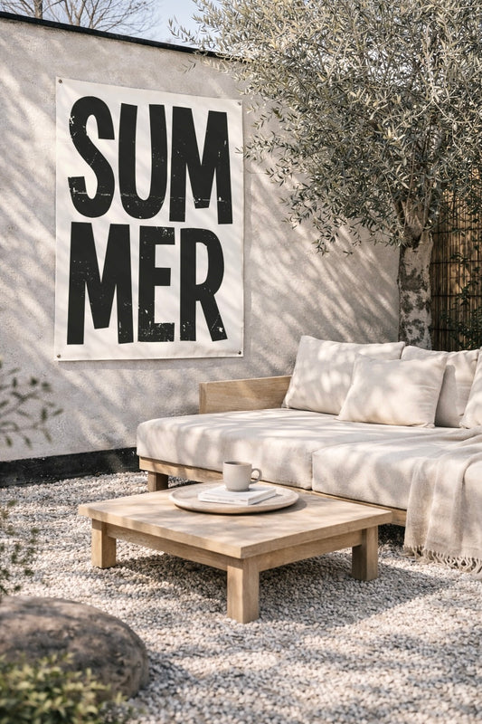 summer off white beige tuinposter uv en waterbestendig
