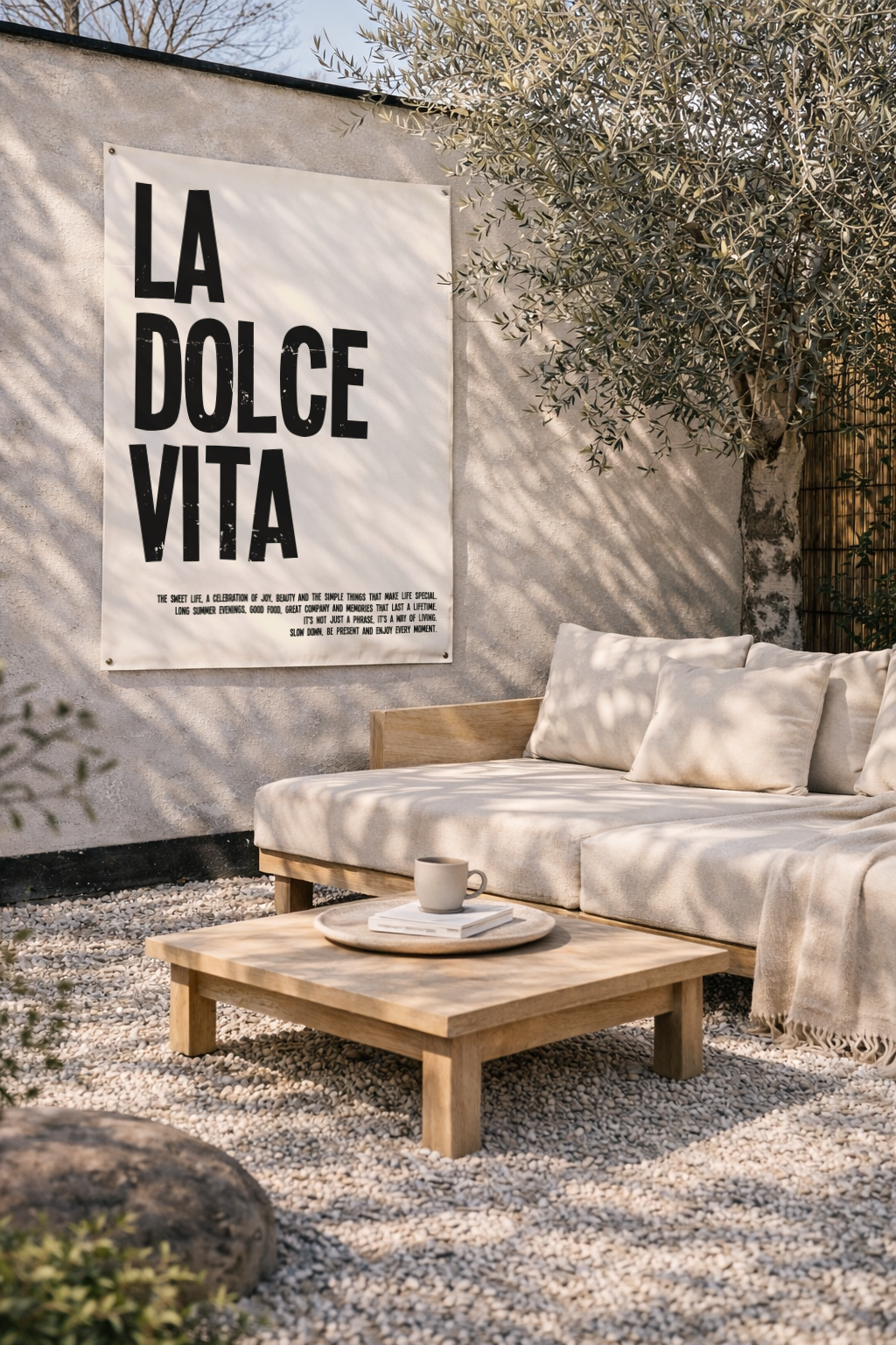 tuinposter uv en waterbestendig la dolce vita beige met zwart