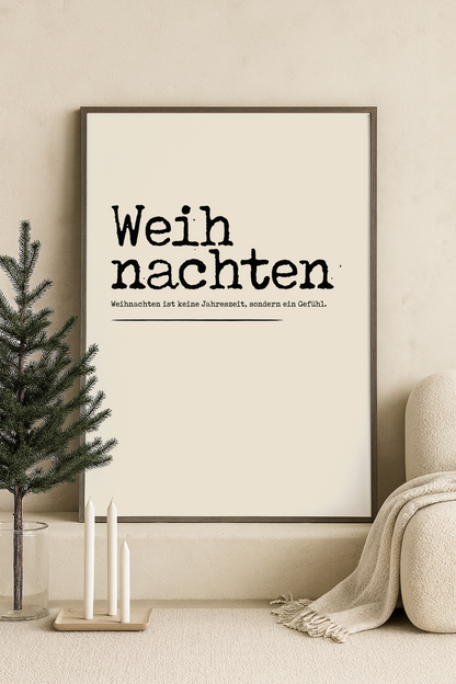 kerst poster weihnachten licht beige met zwarte tekst