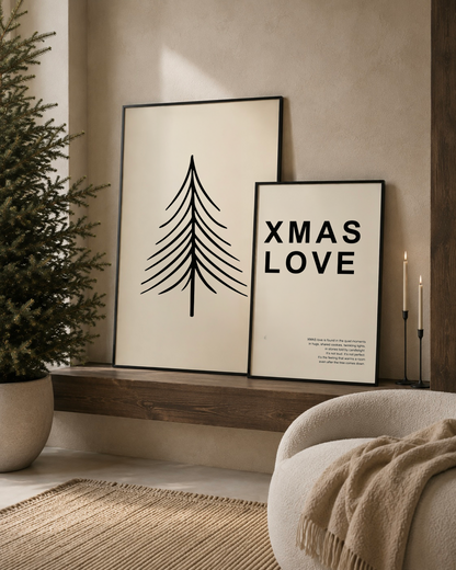 Xmas love kerst poster beige zwart