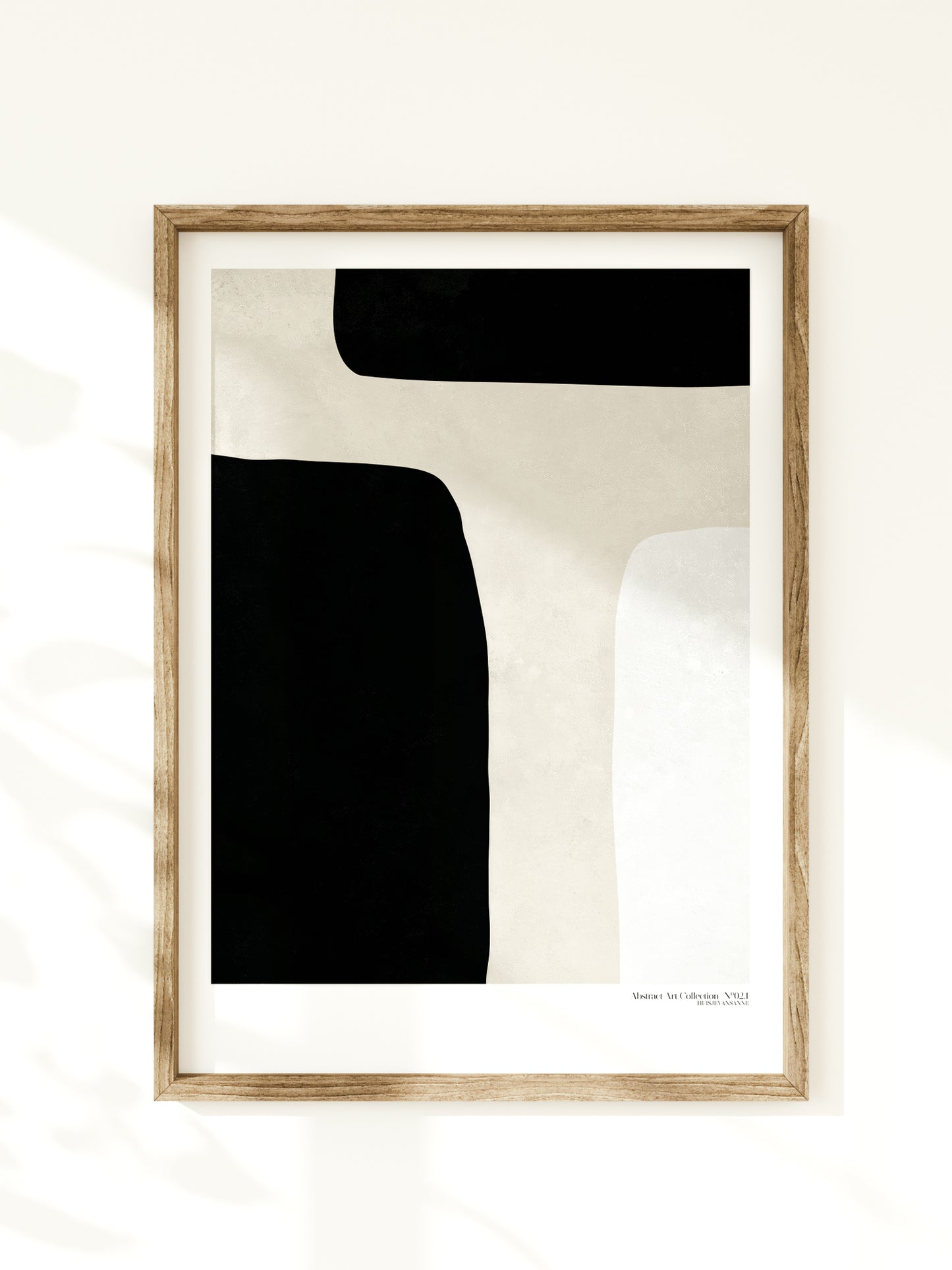 huisje van sanne abstract art poster met geometrische beige, zwart en witte vormen 