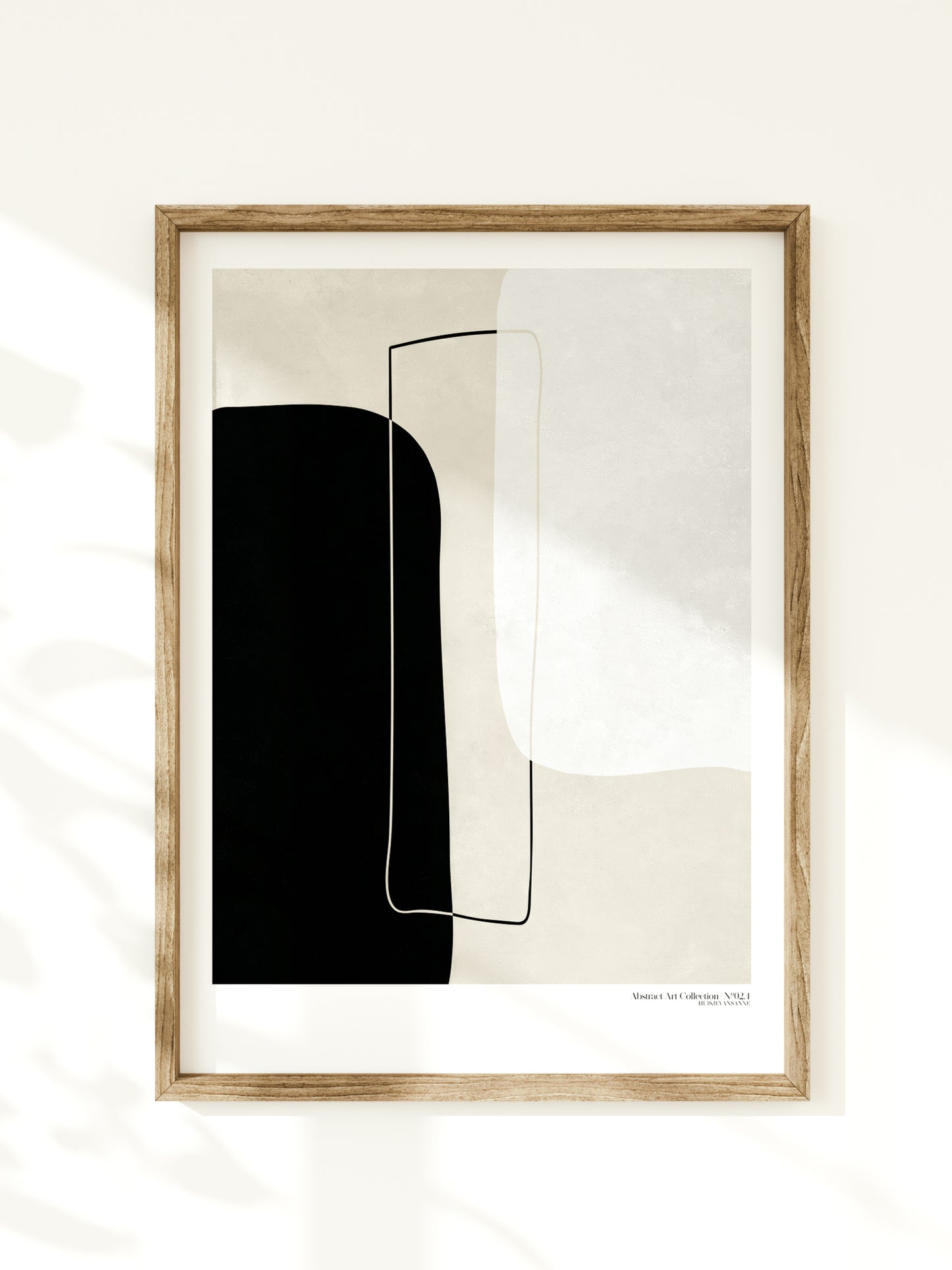 huisje van sanne abstract art poster met geometrische beige, zwart en witte vormen
