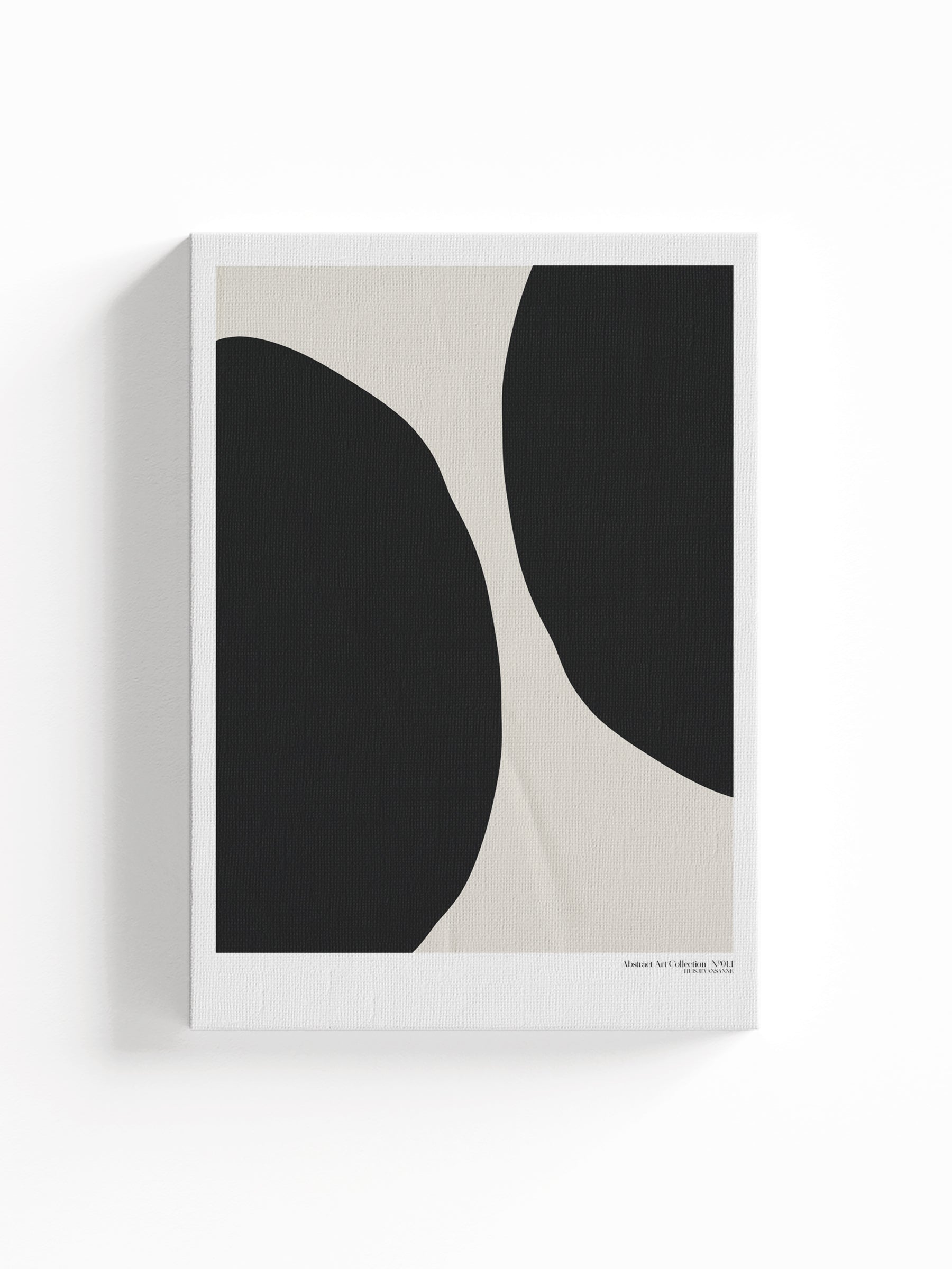 huisje van sanne abstract art canvas print beige met zwart en witte geometrische vormen