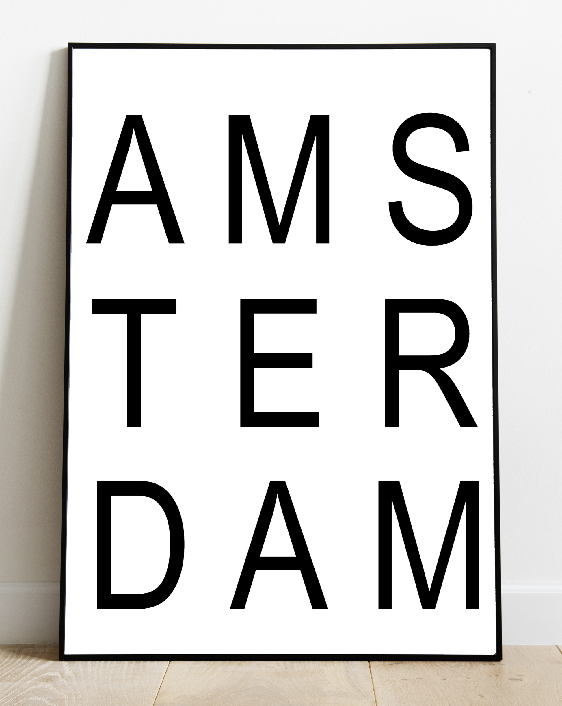 huisjevansanne poster zwart wit met tekst amsterdam