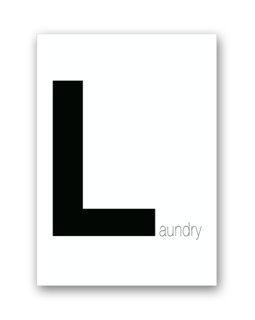 huisjevansanne poster zwart wit met tekst laundry