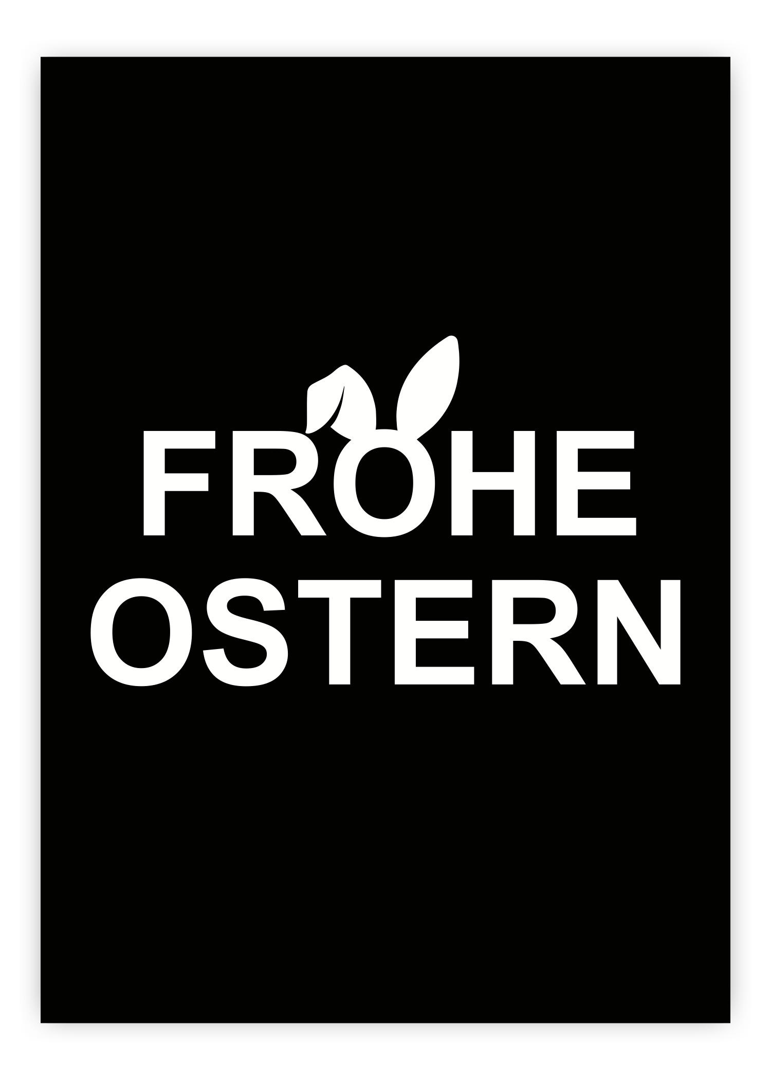 huisje van sanne frohe ostern poster zwart wit met tekst en konijnenoren