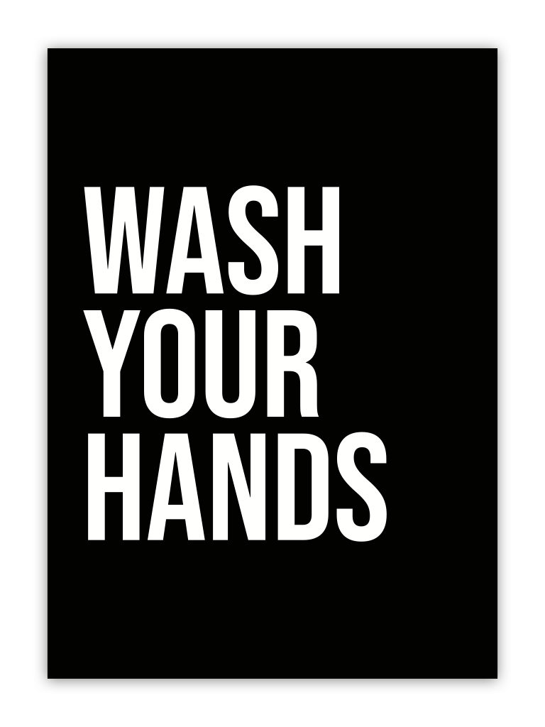 HUISJEVANSANNE toilet poster zwart wit met tekst wash your hands