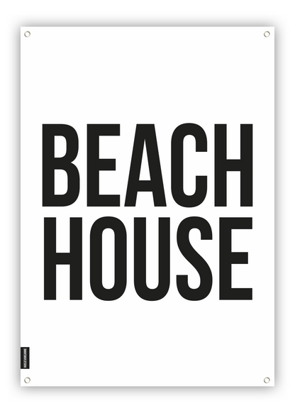 huisjevansanne xxl tuinposter zwart wit met tekst beach house