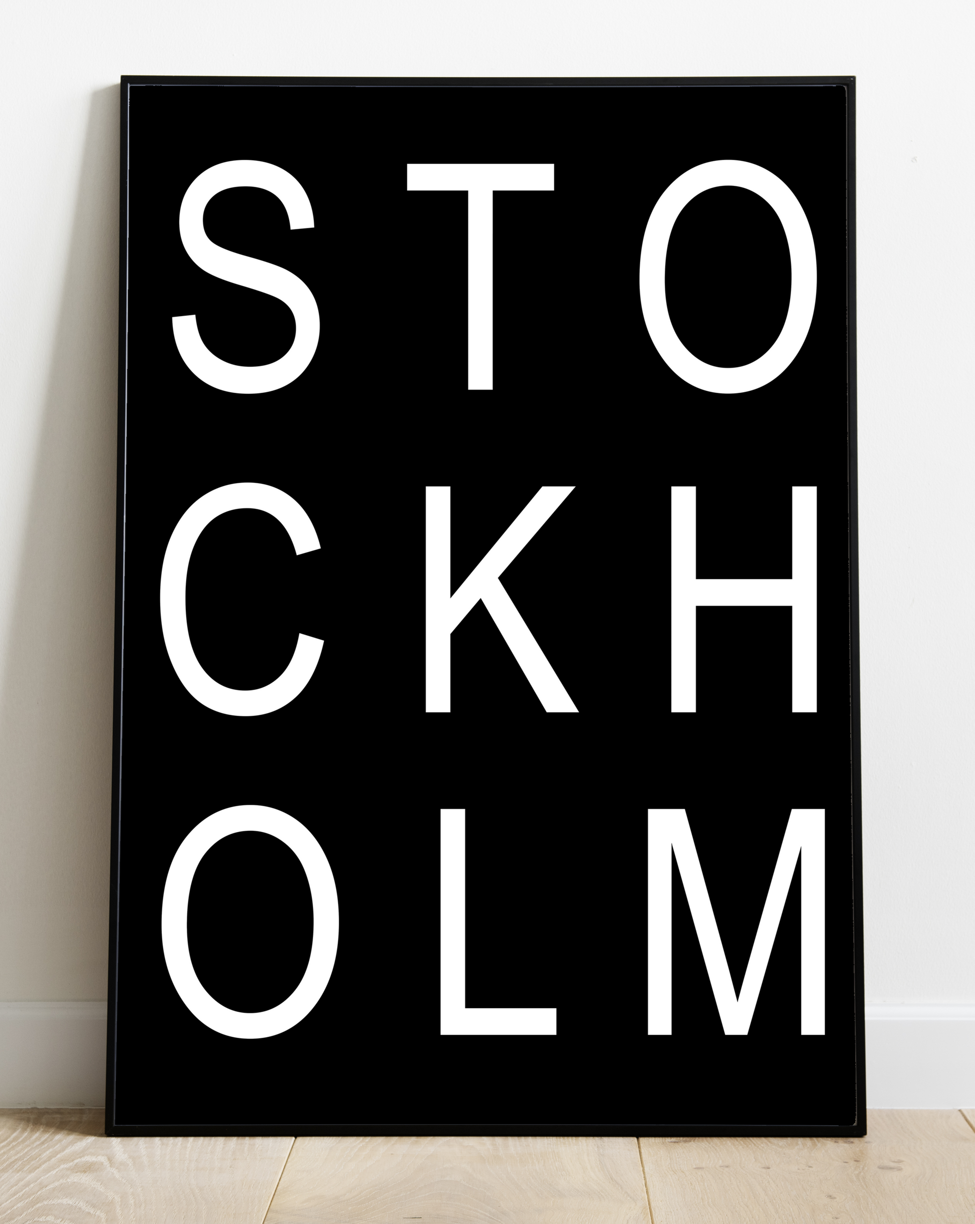huisjevansanne poster zwart wit met tekst stockholm