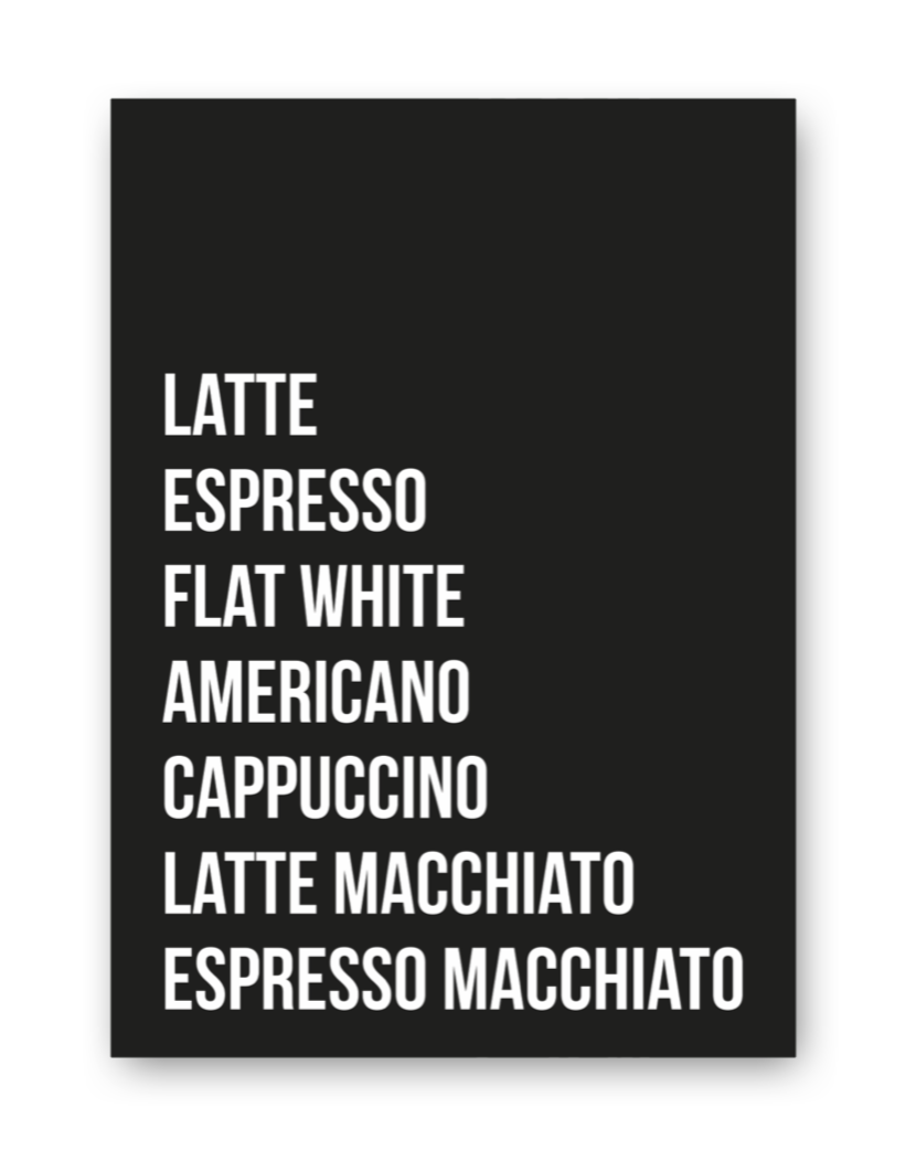huisjevansanne poster zwart wit met tekst coffee, koffie, 